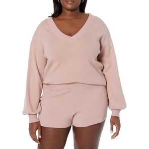 The Drop Mia Bell-Sleeve Deep V-Neck Sweater Womens 3XL  Dusty Pink